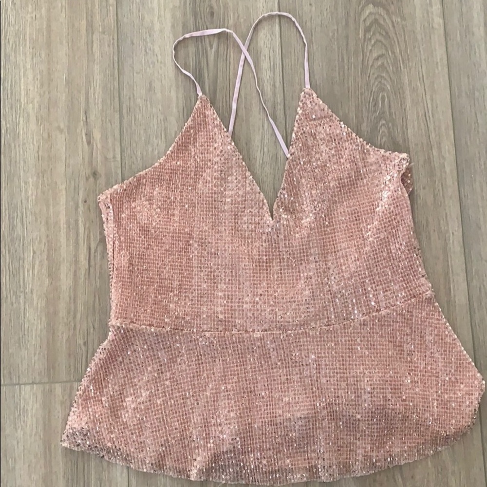 Express Rhinestone Rose Gold Top
